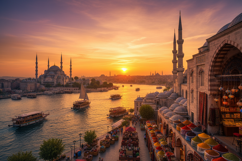 Explore the vibrant city of Istanbul with its rich history, stunning mosques, bustling bazaars, and breathtaking views where Europe meets Asia.